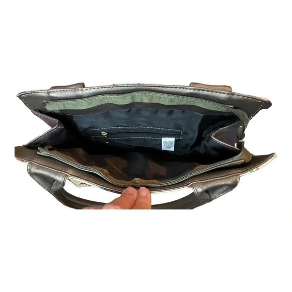 MEXICAN LELE DOLL HANDBAG PURSE‎ JUTE LEATHERETTE ZIP UP 11.5X12 - Picture 7 of 10